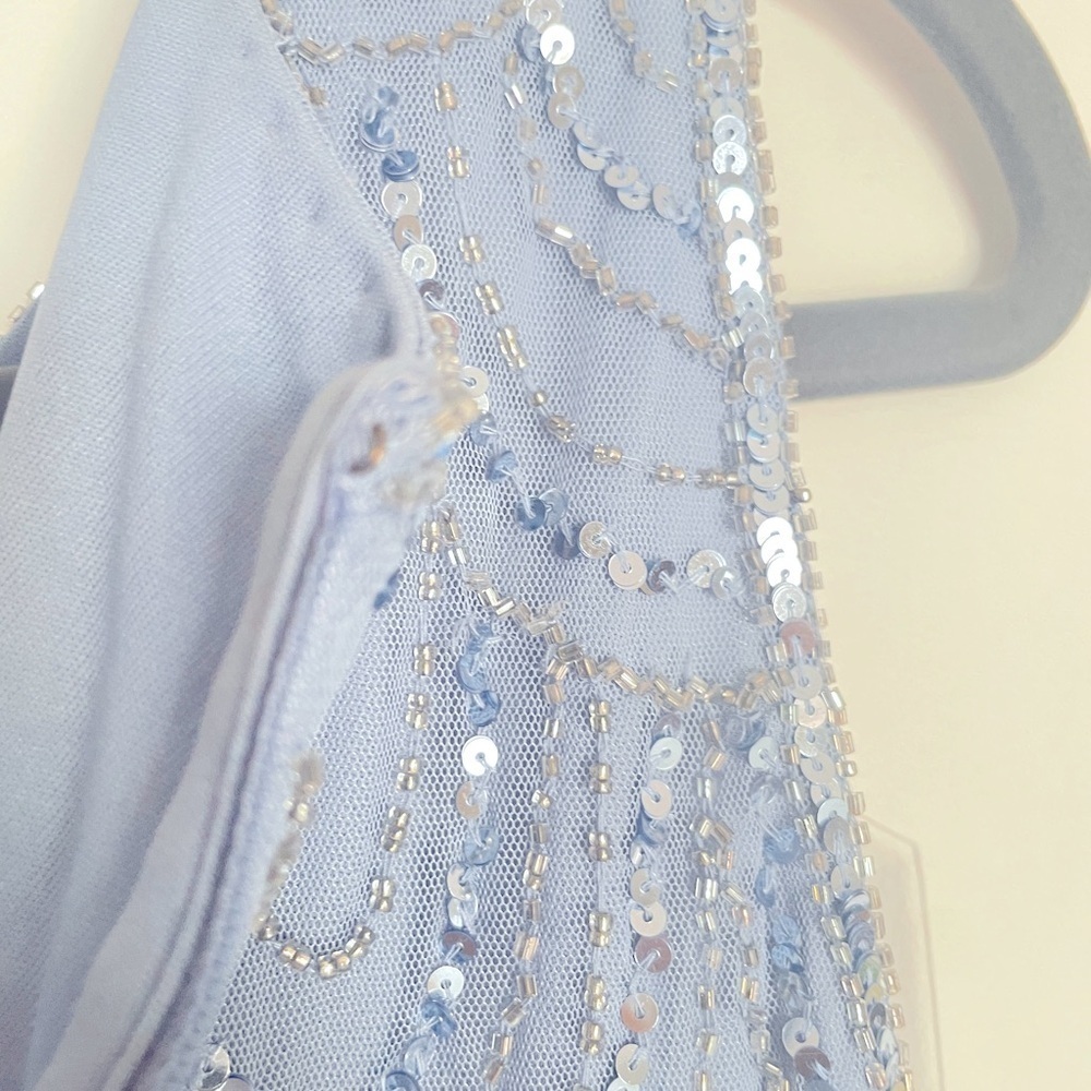 NWT J Kara Sleeveless Evening Gown Dusty Blue/Silver  Size 16 - Picture 8 of 14